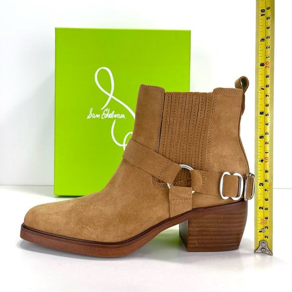 Sam Edelman Bellamie Women Camel/Tan Western Ankle Boot Size 7 Suede Harness New - Picture 8 of 15
